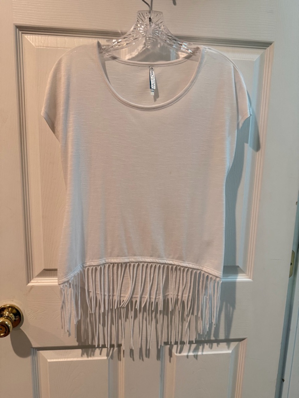Wallflower White Fringe Hem Crop Top